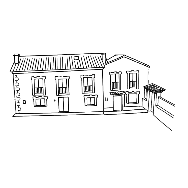 Contorno del edificio principal del hotel en Cudillero El Perlindango